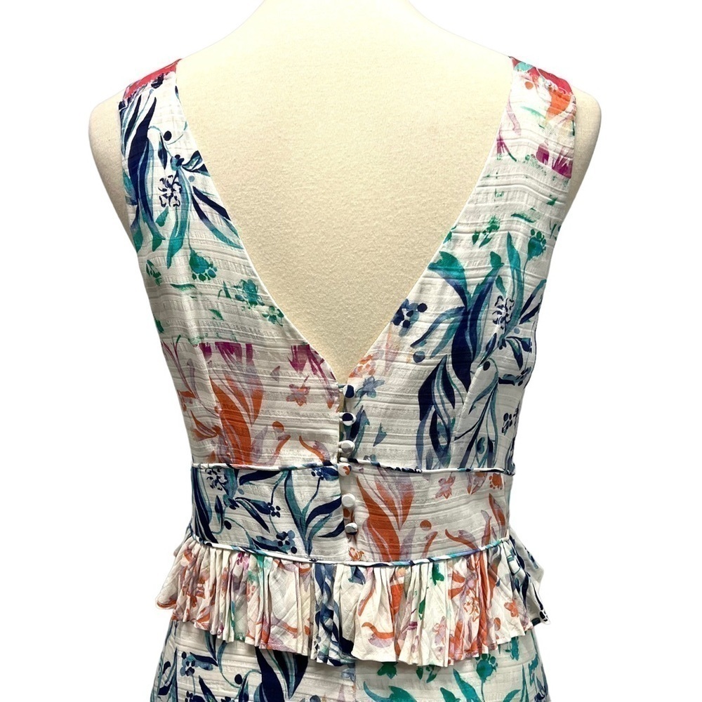 Tanya Taylor Eva Floral Silk Ruffle Mixed Print Mini Dress Women’s 8 - Picture 8 of 15